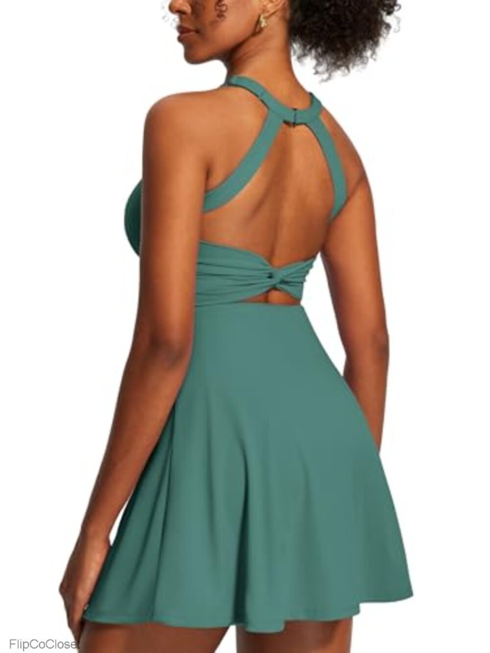 Tennis Dress with Built-in Shorts and Bra Cut Out Twisted Athletic Golf Dress